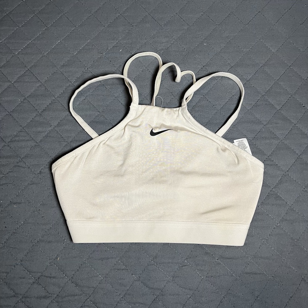 Nike Indy Seamless Ribbed Sports Bra White Women's Light Support Athlic - Small